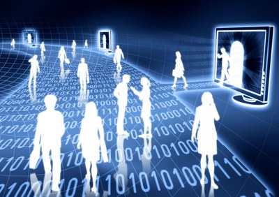 People communicating over the Internet.